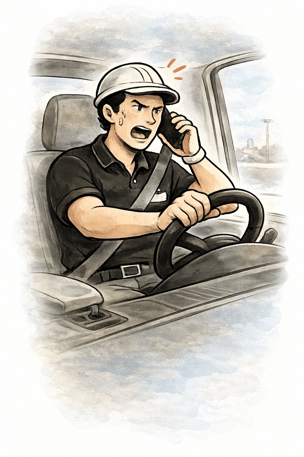 Owner driving between jobs while managing operations